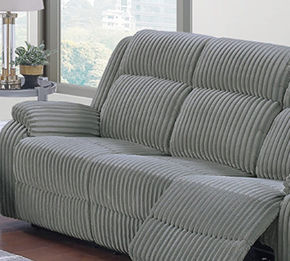 Smoke Corduroy Motion Sofa - Classic Reclining Couch for Living Room