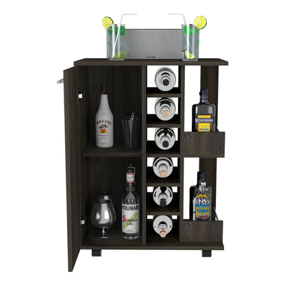 Espresso Bar Cart - 6 Bottle Storage, Two Shelves