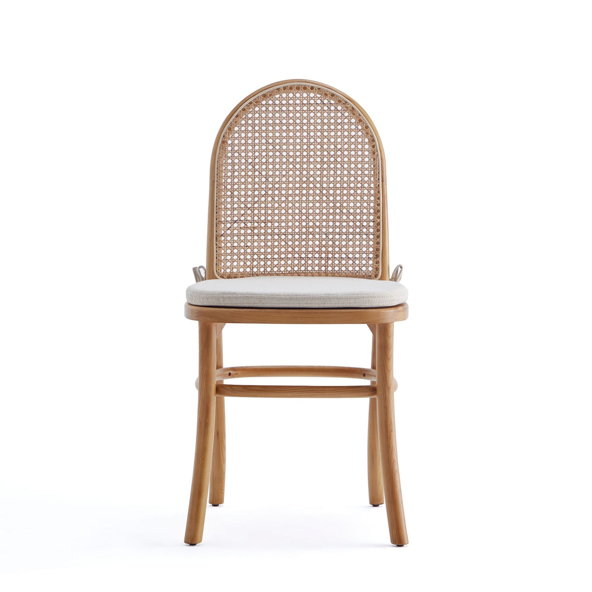 Oatmeal Cane Dining Chairs - Set of 2 Modern Wood Seats