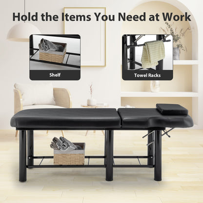 Professional Massage Table - Black with Storage