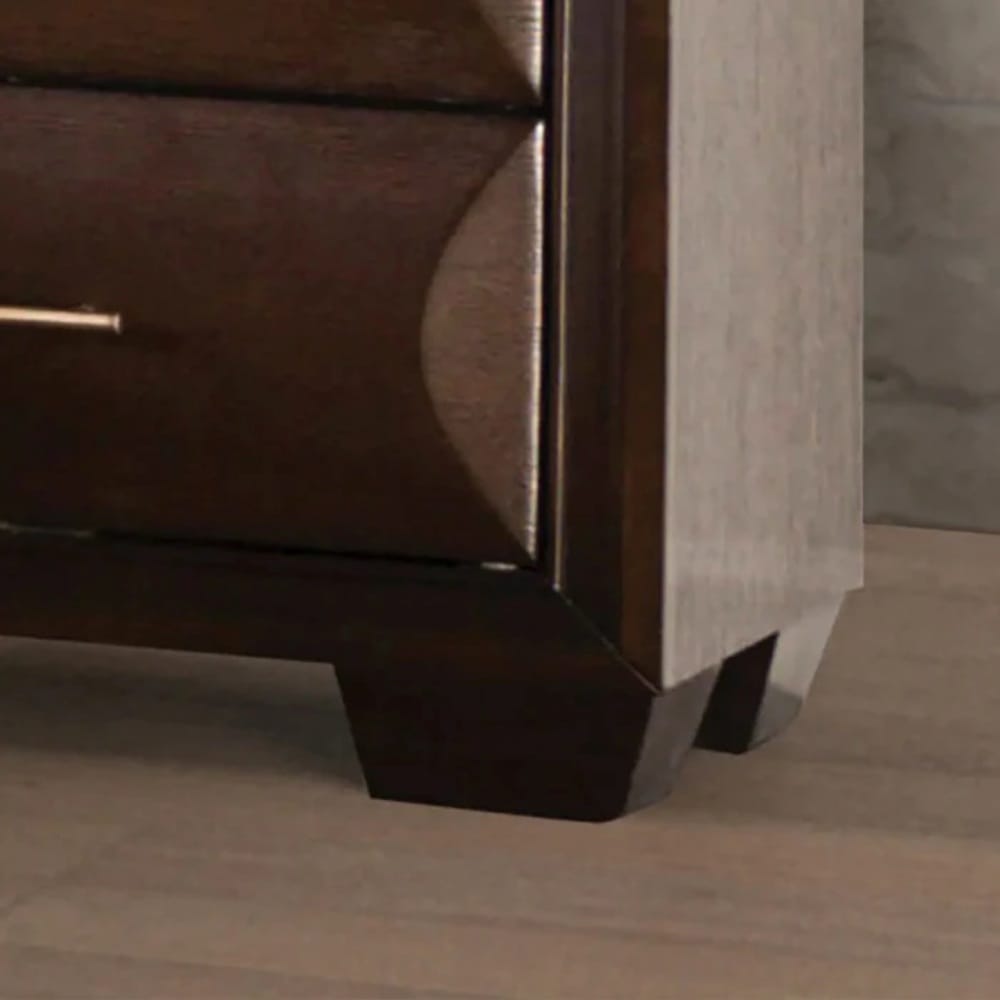 Espresso Solid Wood Nightstand - 2 Drawers Transitional Style