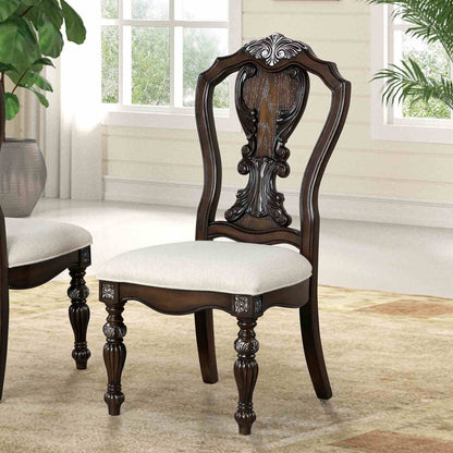 Traditional Dark Brown Solid Wood Side Chairs for Dining Room