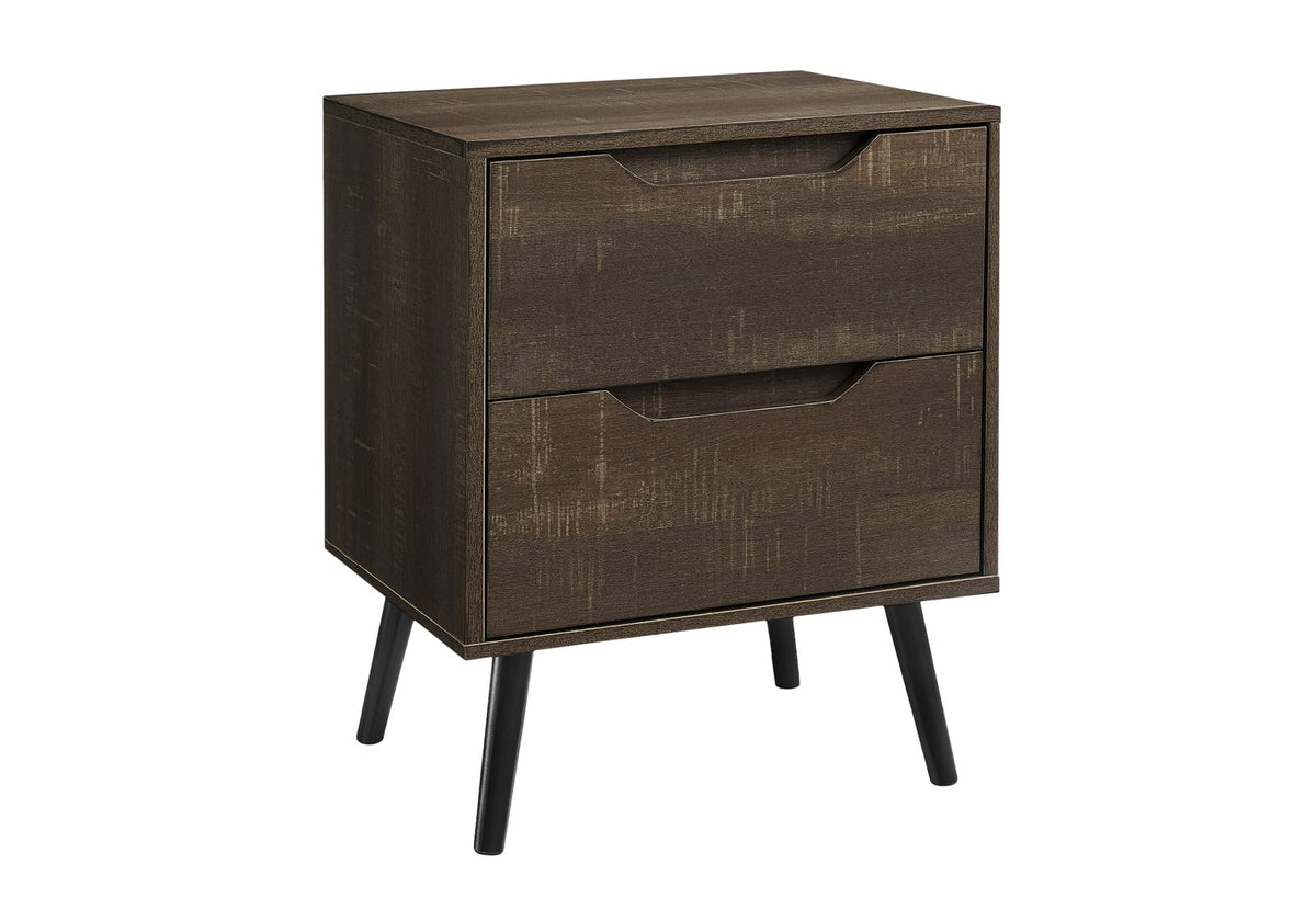 Brown Accent Table with Storage Drawers - Modern Side Table