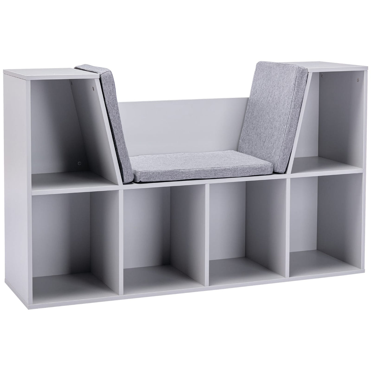 6-Cubby Kids Bookcase - Reading Nook & Storage, Gray