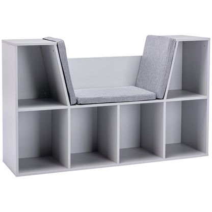 6-Cubby Kids Bookcase - Reading Nook & Storage, Gray