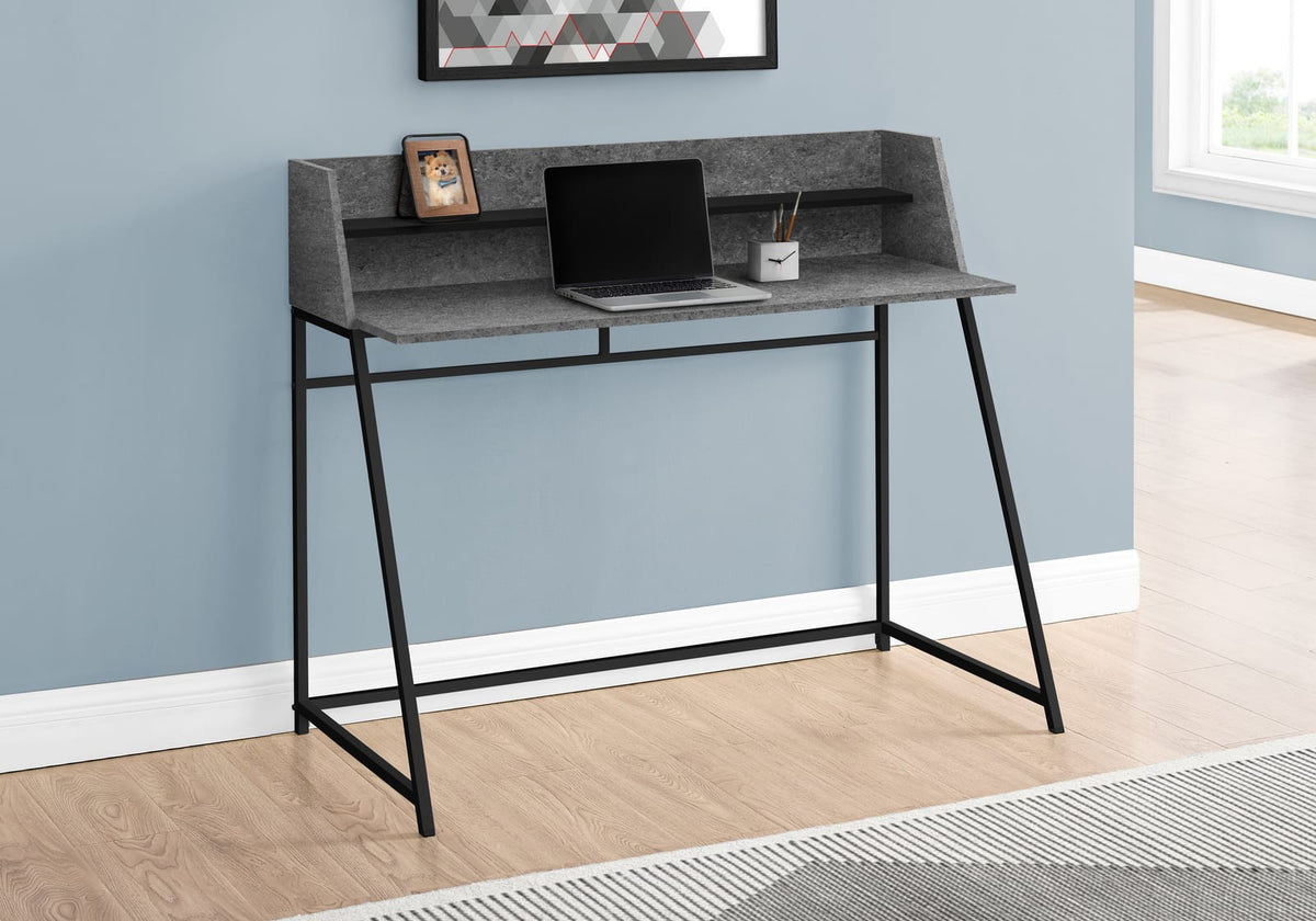 Grey Computer Desk with Hutch - 48" L Workstation