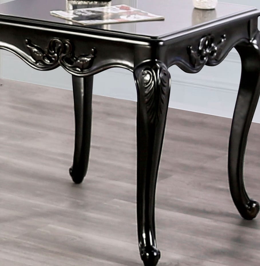 Champagne Solid Wood End Table - Traditional Style Curved Legs