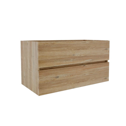Oak Bathroom Vanity with Double Drawers - Wall Mounted Floating Design