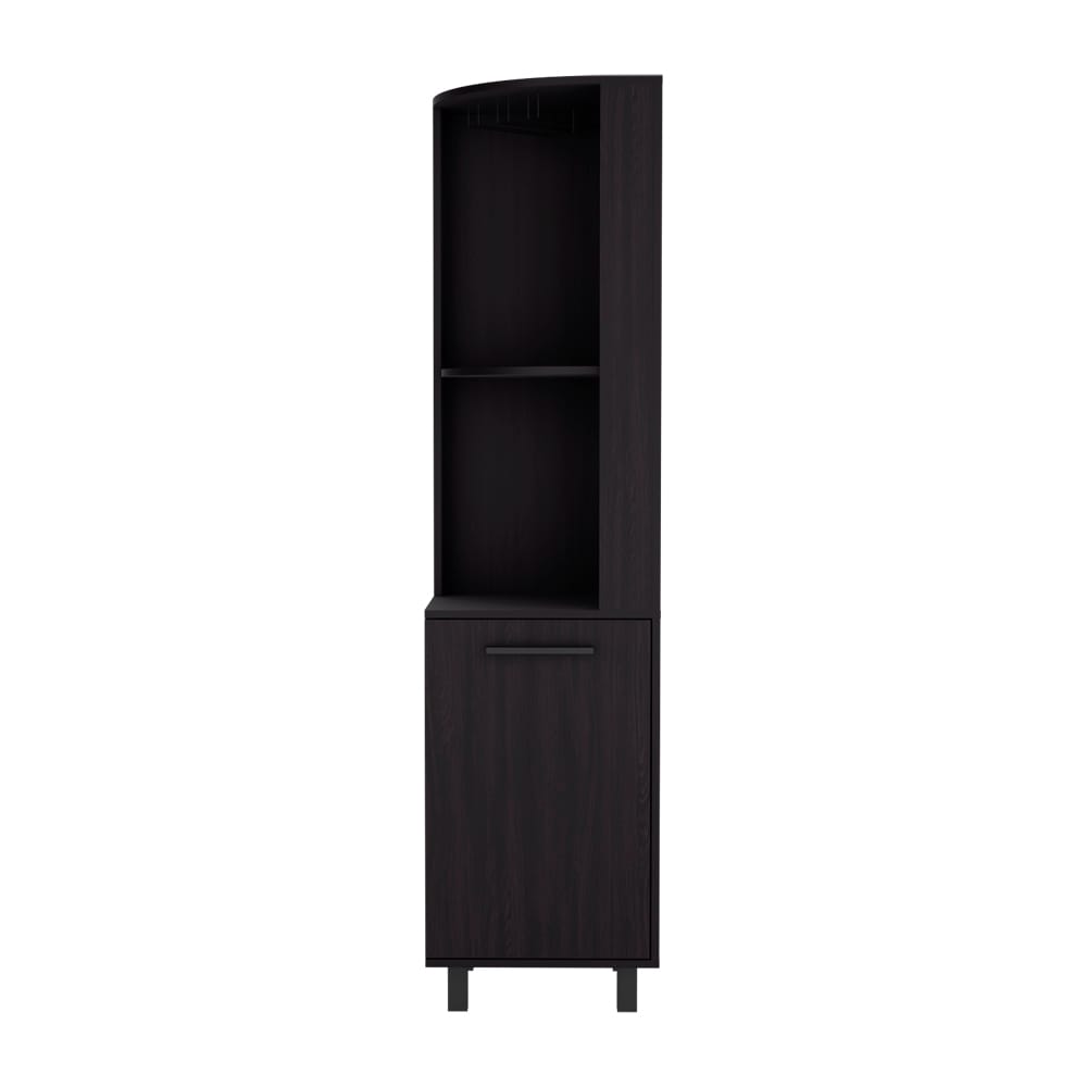 Black Corner Bar Cabinet - 17.7" W x 70.7" H for Living Room