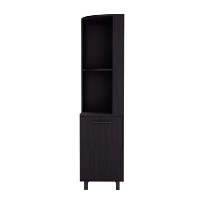 Black Corner Bar Cabinet - 17.7" W x 70.7" H for Living Room