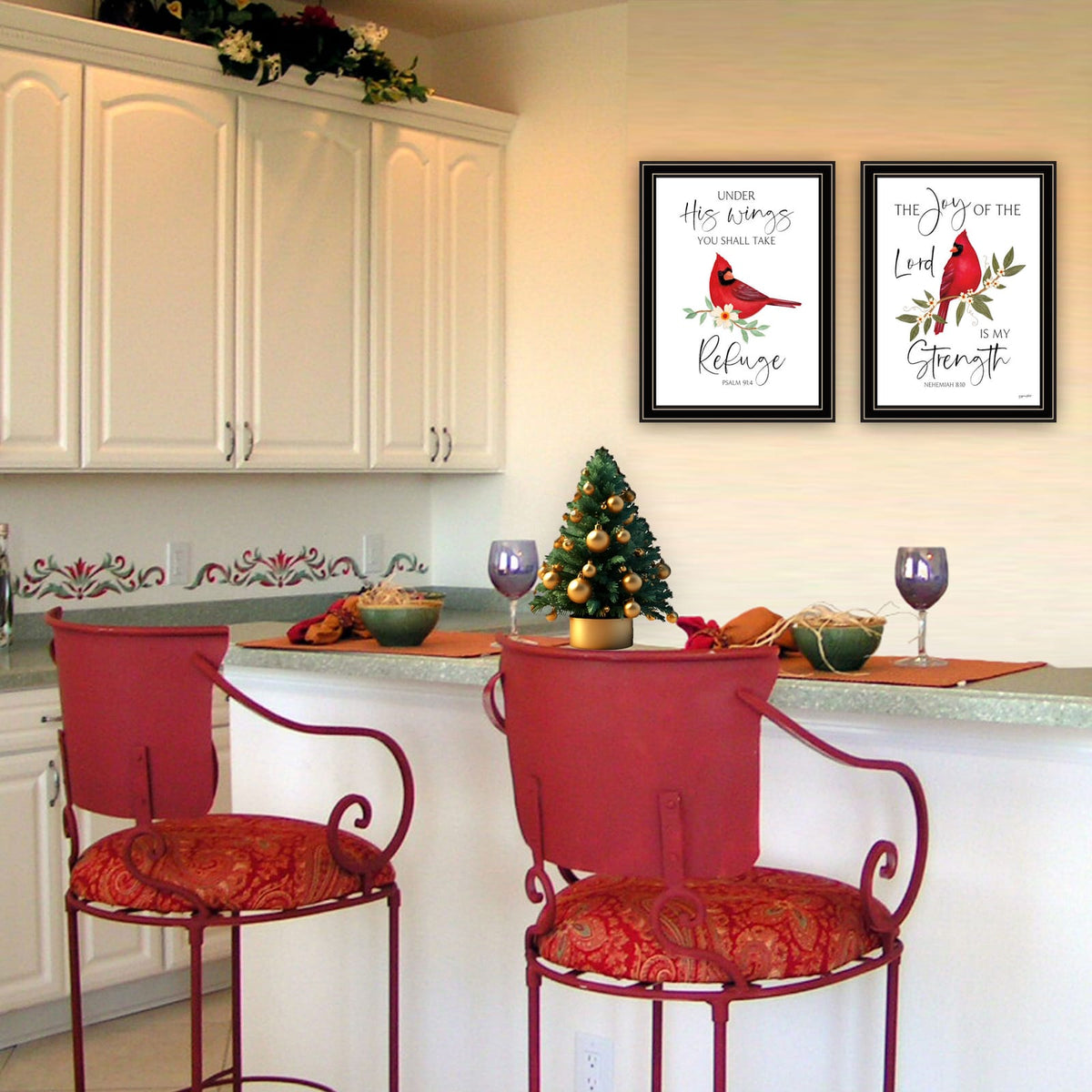 Trendy Wall Art - Red Cardinals Framed Print for Living Room & Bedroom
