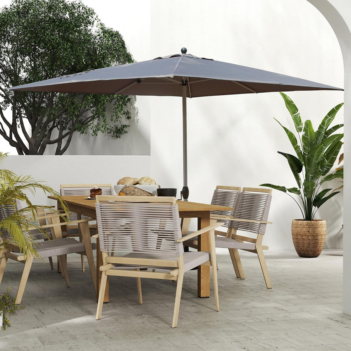 Grey Rectangular Patio Umbrella - 136" Shade