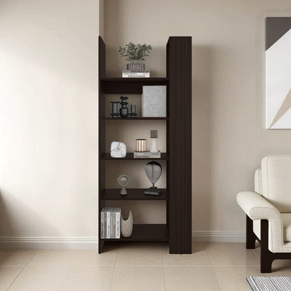 Brown Engineered Wood 5 Shelf Bookcase for Living Room Storage