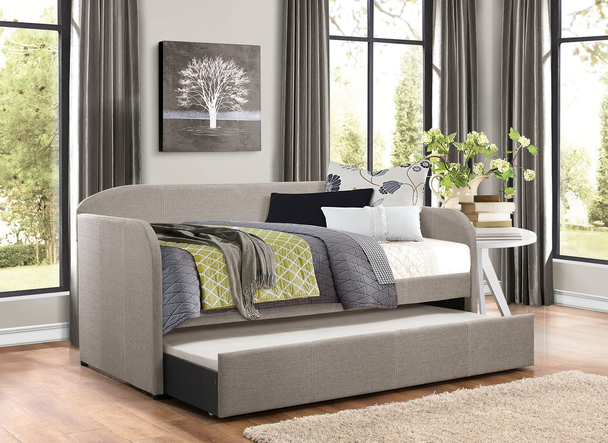 Gray Twin Daybed with Trundle Bed - Contemporary Sofa Bed for Living Room