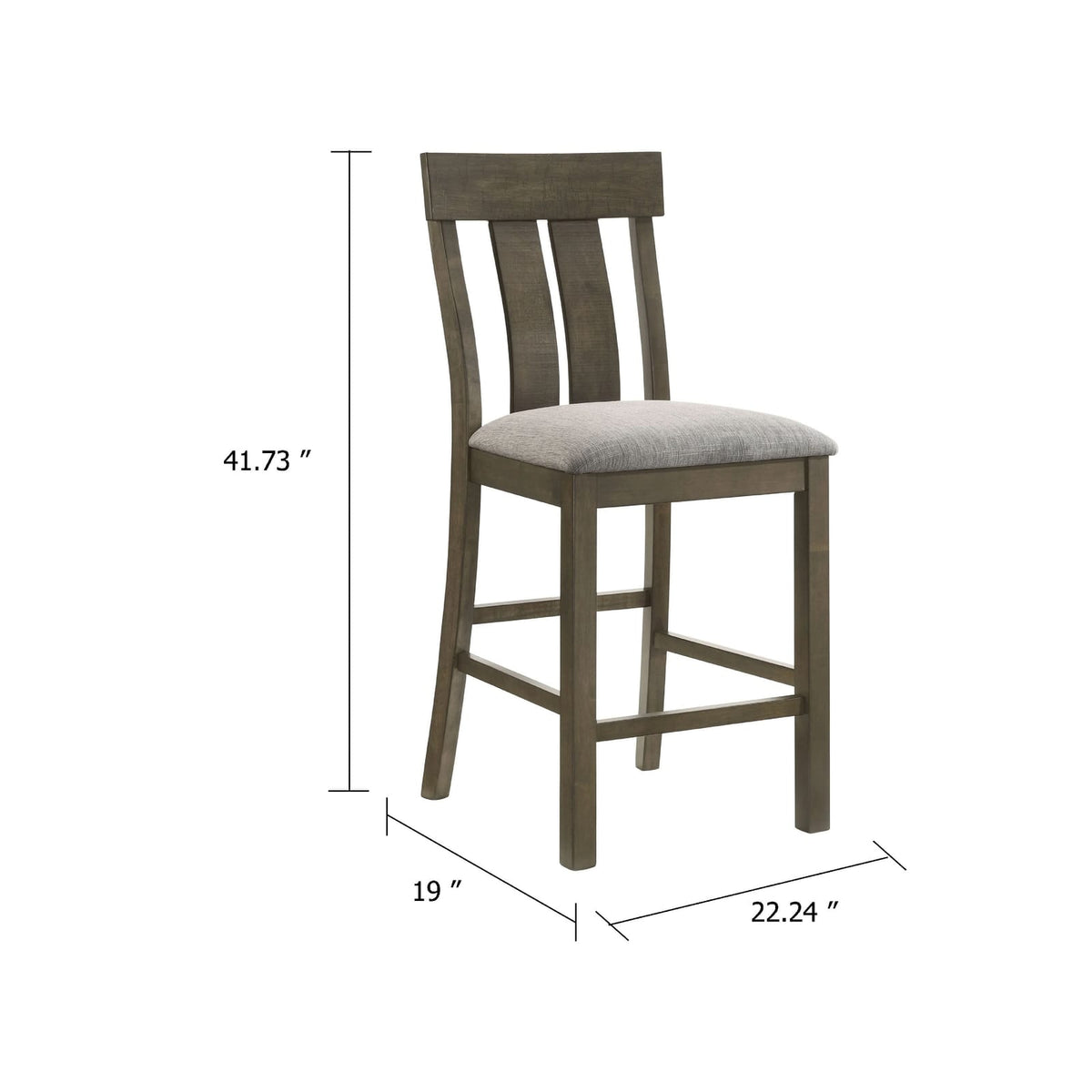 Omal Counter Height Dining Chairs Set of 2 - Brown Wood & Gray Fabric