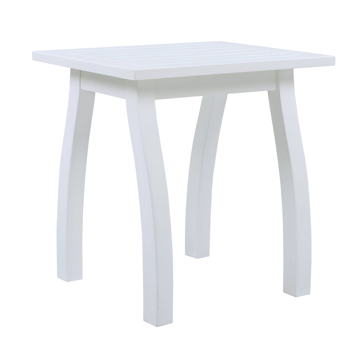 White Acacia Wood End Table - Outdoor Patio Table