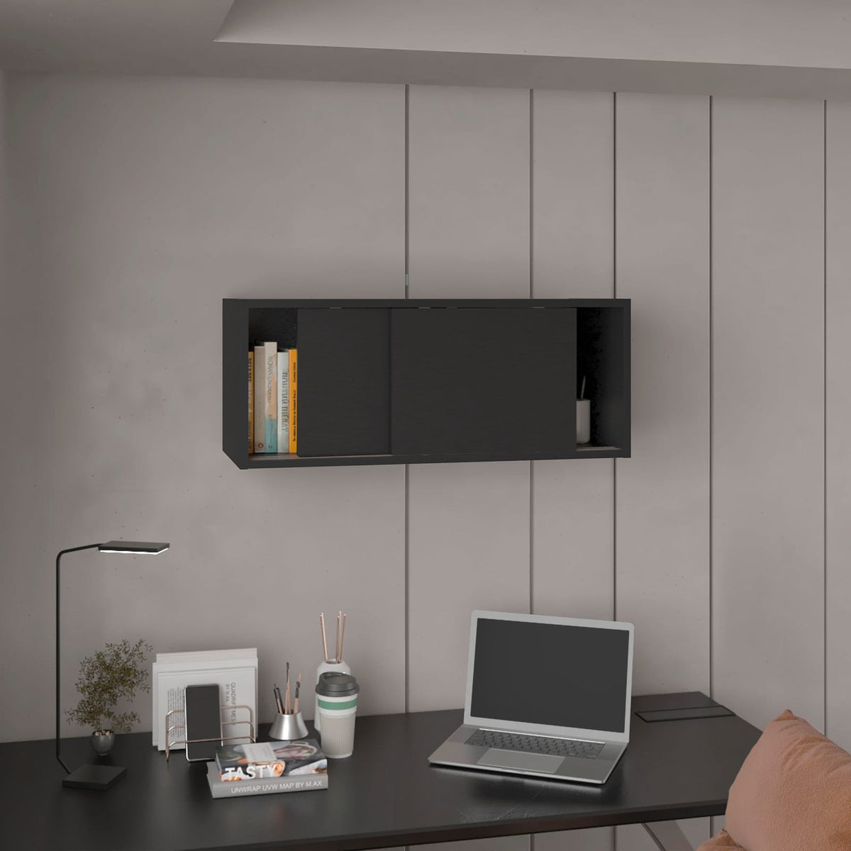 Black Wall Mounted File Cabinet - 32" Storage Cabinet