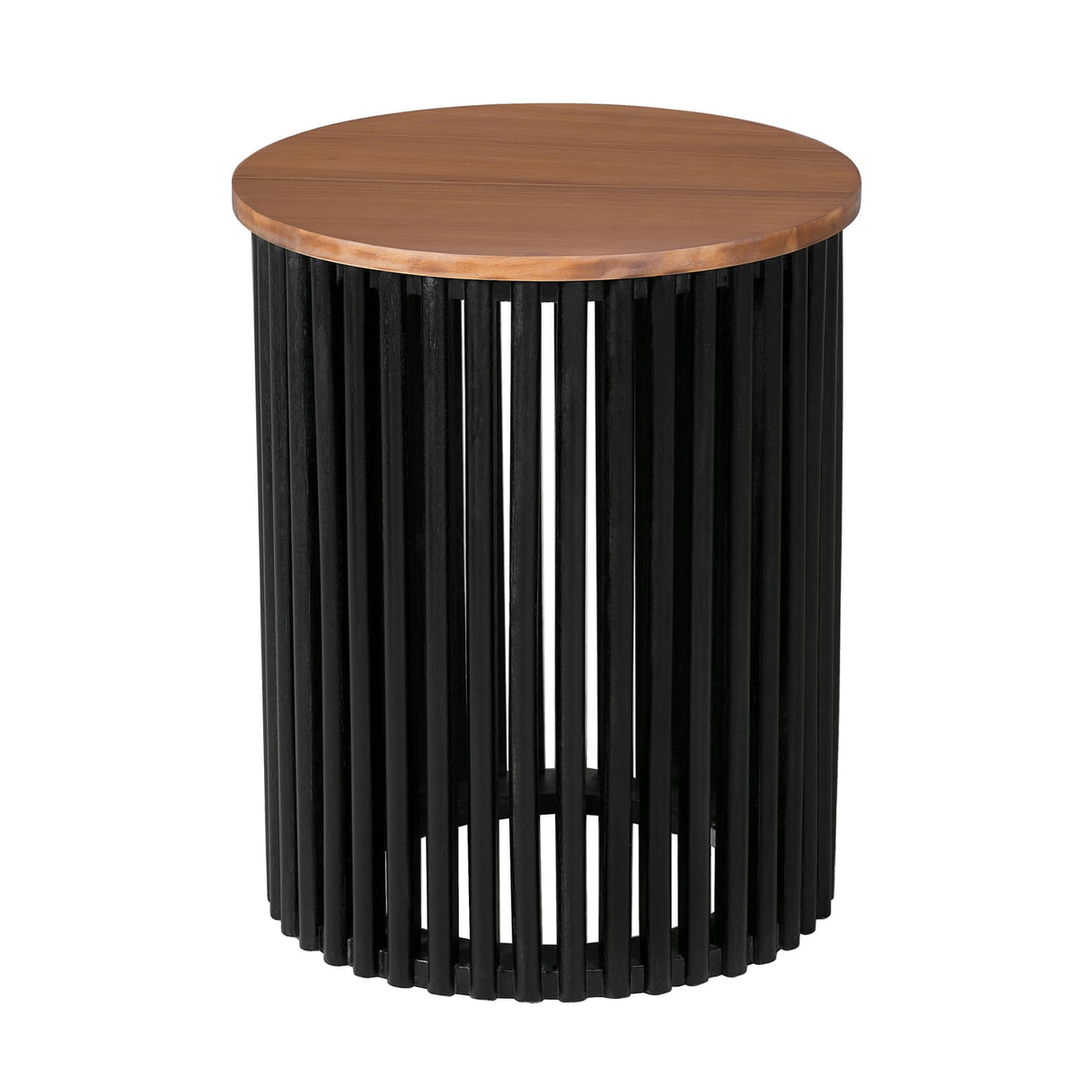 Natural Black Acacia Wood Side Table - Outdoor Patio Table