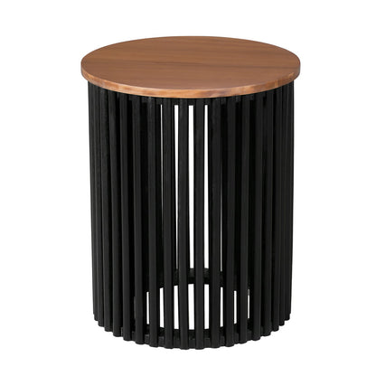 Natural Black Acacia Wood Side Table - Outdoor Patio Table