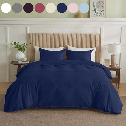 Serta Simply Clean Solid Duvet Cover Navy Blue Twin