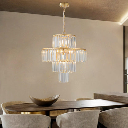 Gold Crystal Chandelier - 4-Tier Modern Lighting for Living Room Dining Room