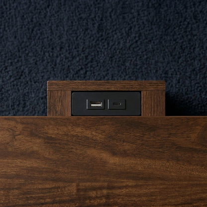 Brown Rectangle Nightstand with 2 Drawers for Bedroom