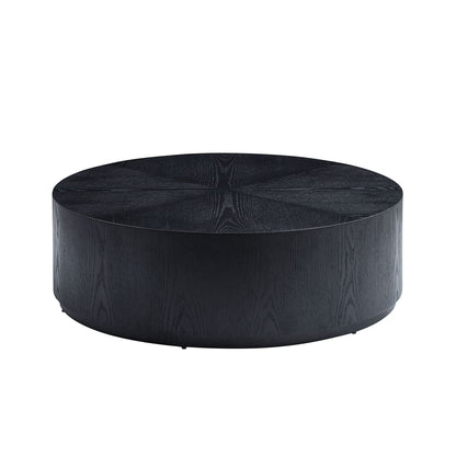 35.43 Inch Round Black Coffee Table - MDF Material for Living Room