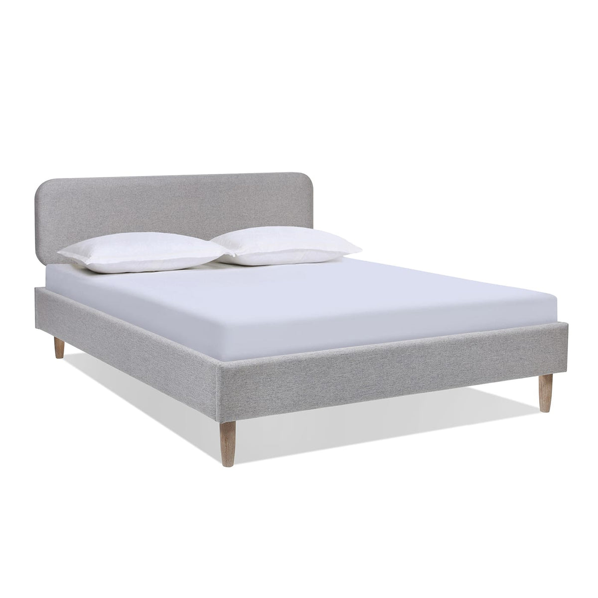 Queen Gray Upholstered Platform Bed - Wood Frame