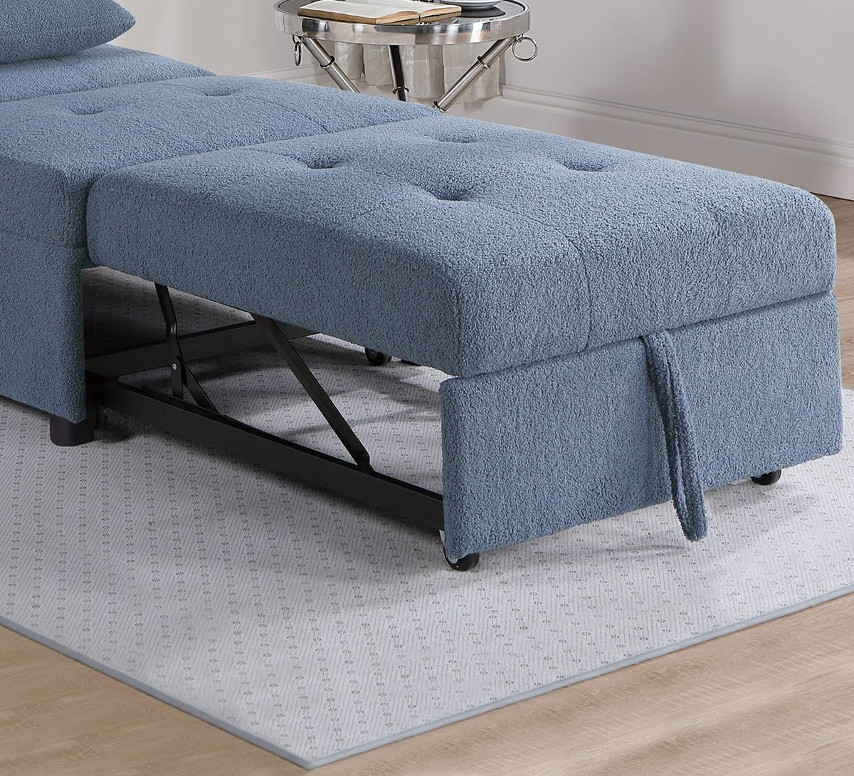 Blue Grey Sleeper Sofa Chair - 1 Seat Convertible for Living Room