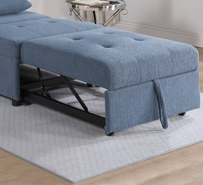 Blue Grey Sleeper Sofa Chair - 1 Seat Convertible for Living Room