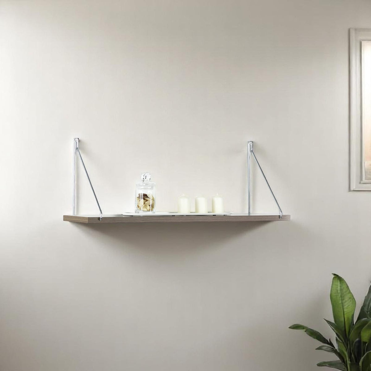 Palmer Floating Wall Decor - White/Chrome Rustic Shelf