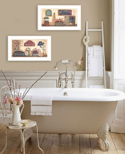 White Frame Bath Vignette - Pam Britton Art