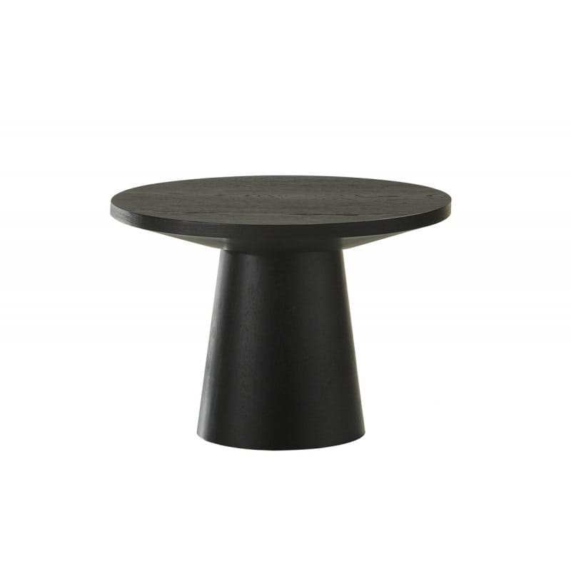 22 in. Round Wood End Table - Modern Black Pedestal Design for Living Room