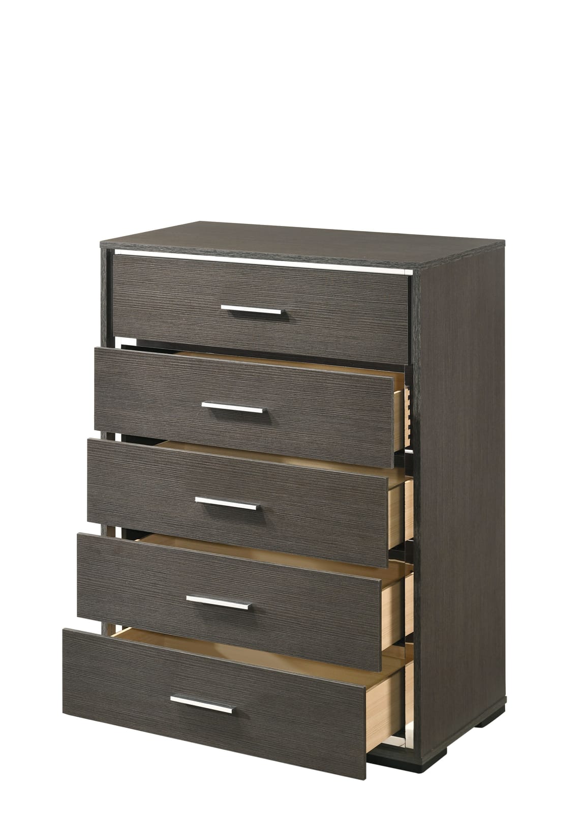 Gray Oak Dresser Chest - 5 Drawer Storage for Bedroom