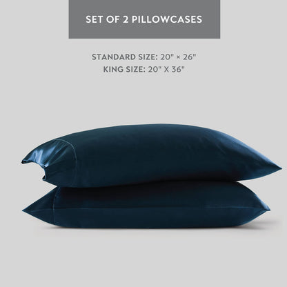 Blue Polyester Pillowcase Set - Standard Size 2 Piece
