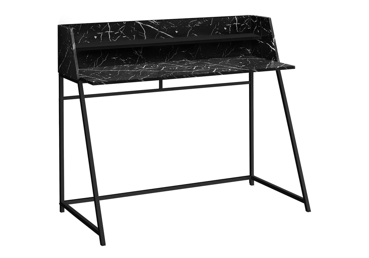 Computer Desk with Storage Shelves - Black Marble Look, 48"L