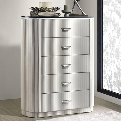 Light Gray Contemporary Chest - 5 Drawers for Bedroom