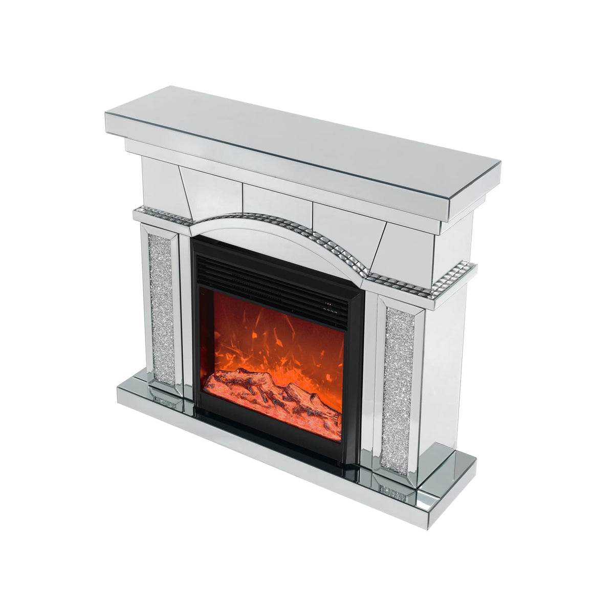 46" Electric Fireplace Cabinet with Mirror - Silver