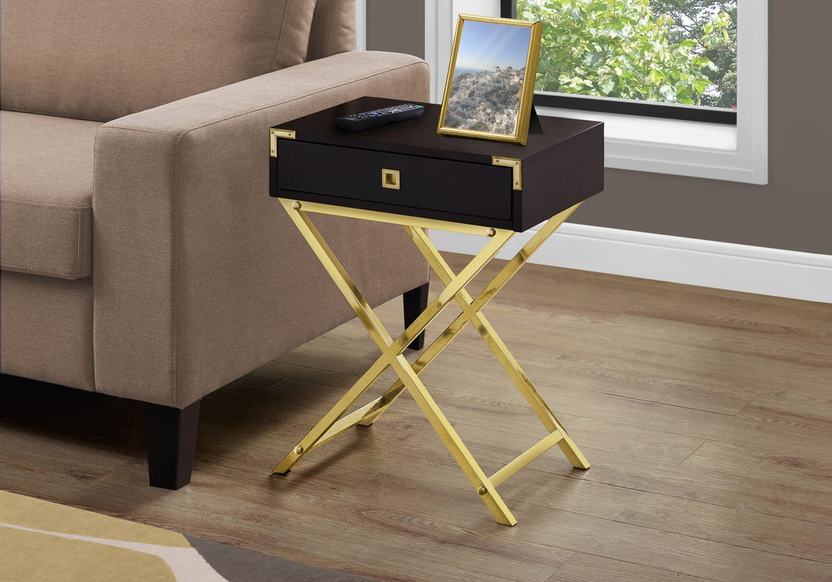 Espresso MDF End Table with Drawer for Bedroom Storage for Living Room