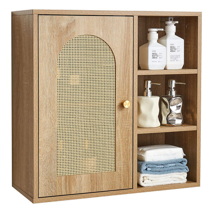 Wood Bathroom Wall Cabinet - Adjustable Shelves, Over Toilet Storage