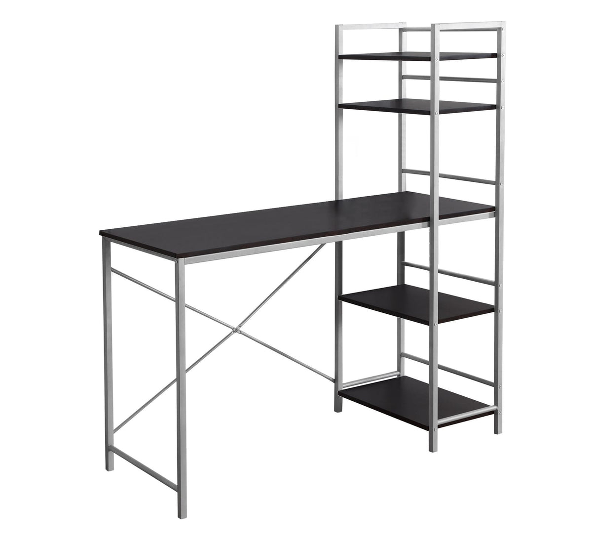 Espresso MDF Computer Desk with Storage Shelves - 48"L for Home Office