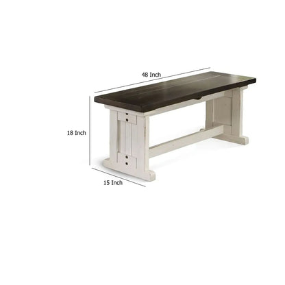 Rustic Mahogany Side Bench for Dining Room Storage