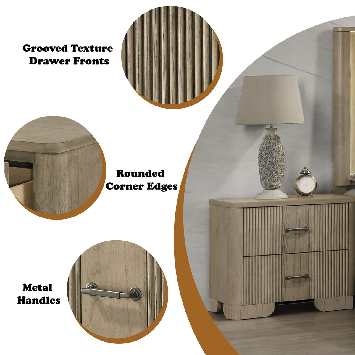 Oak Nightstand with 2 Drawers - 15"W x 26"D x 24"H