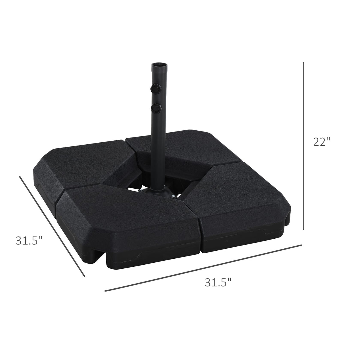 Outsunny 4-Piece Patio Umbrella Base - Steel & Sand/Water Filled, Black