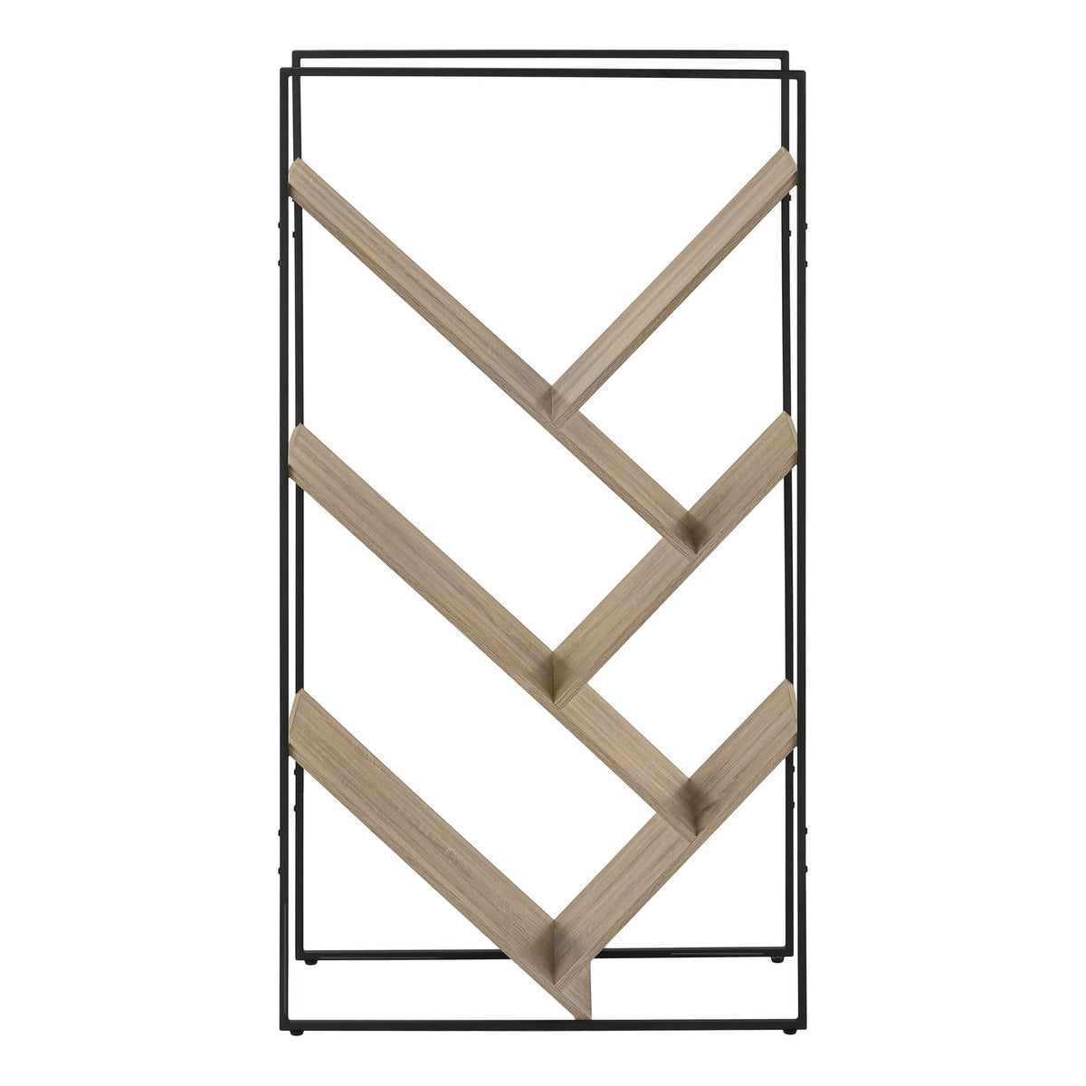 Taupe Metal 5-Tier Bookshelf - 60" Tall for Living Room