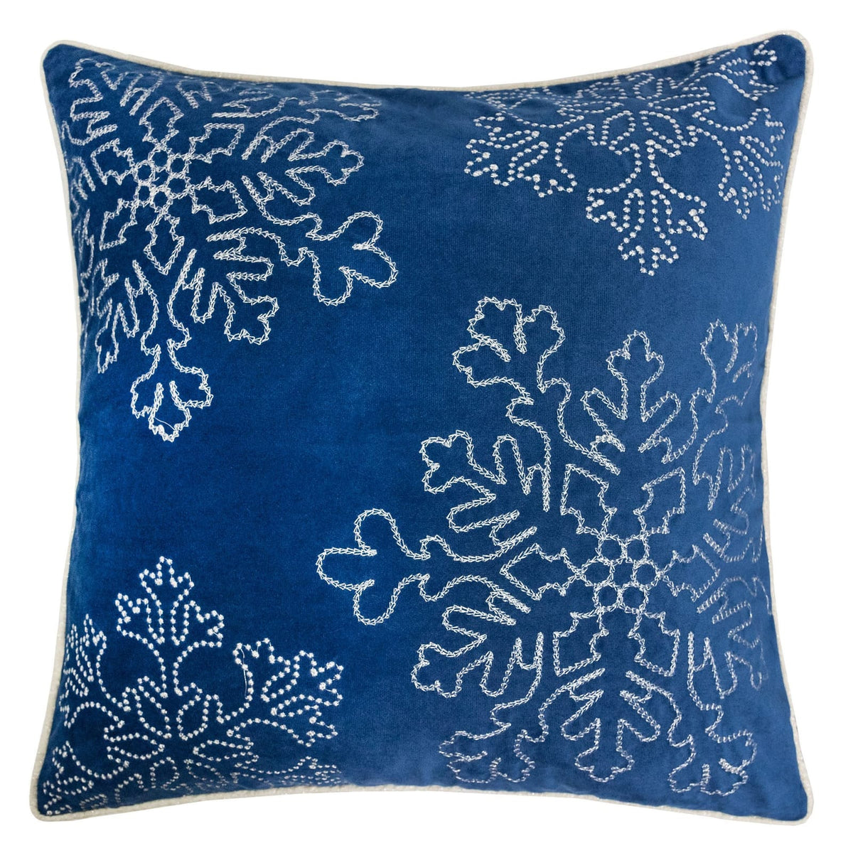 Blue Velvet Snowflake Throw Pillow Set 20x20