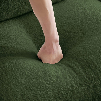 Vitoria Curved Sofa - Green Teddy Fabric, 1 Seat