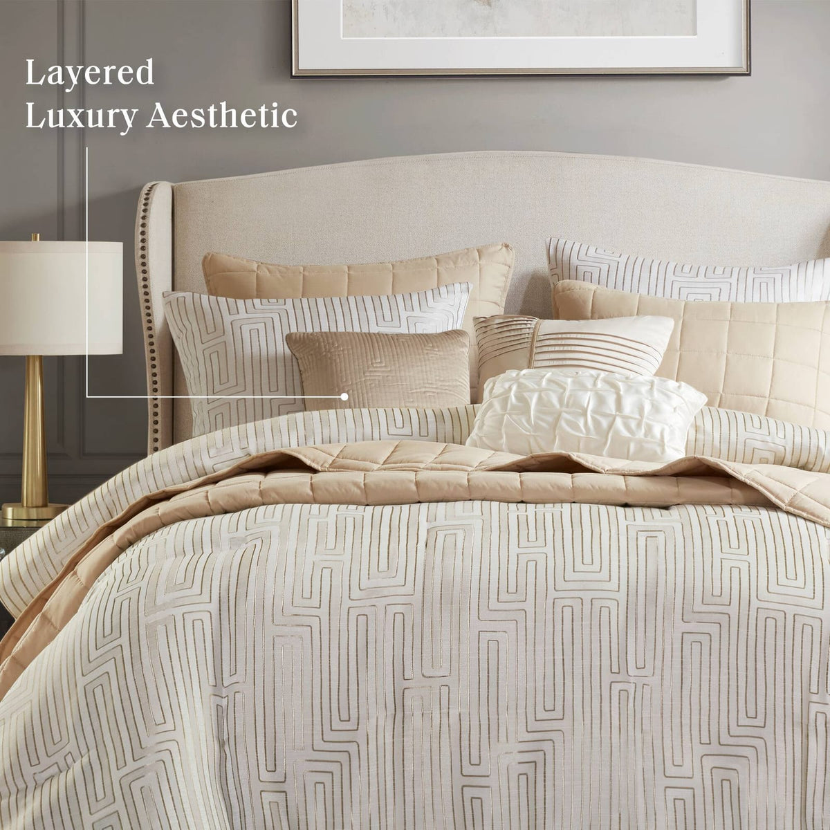 Cal King Comforter Set Ivory - 10 Piece Bedding