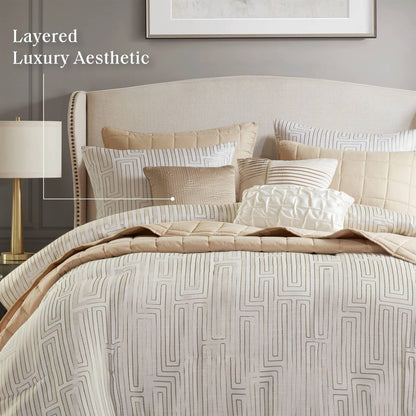 Cal King Comforter Set Ivory - 10 Piece Bedding