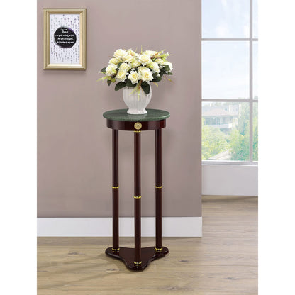 Elna Merlot Side Table - Rich Brown & Green Accent